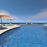 Alberca con iluminación solar